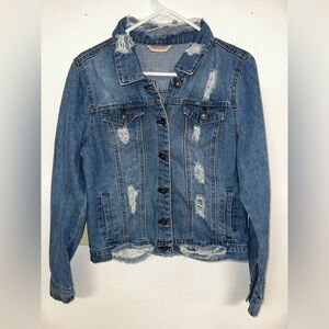 Highway Jeans Juniors Distressed Jean Jacket‎ Size Large